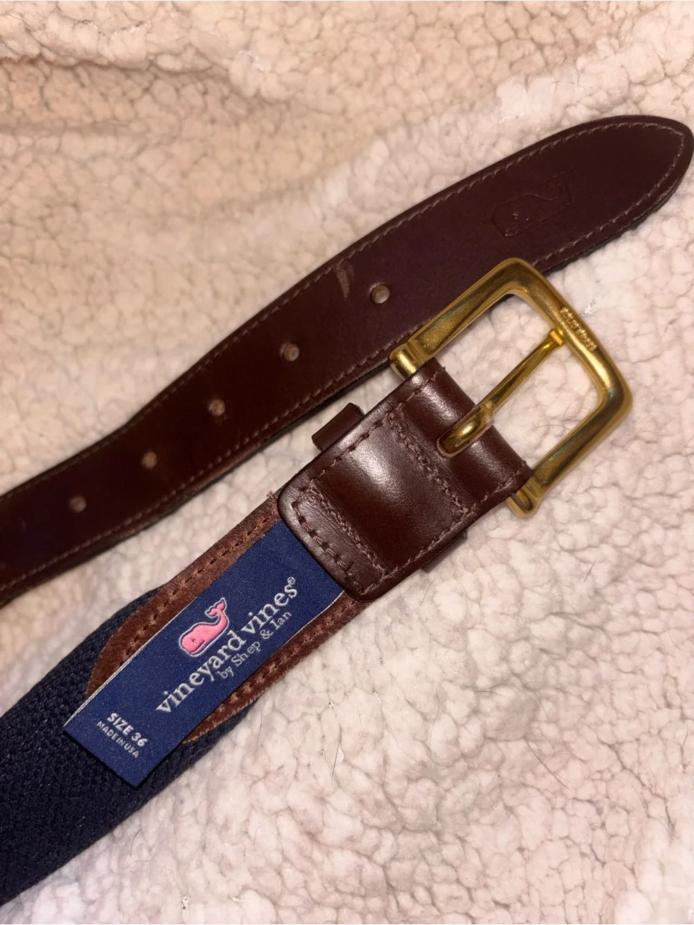 Vineyard Vines Whale Ribbon Belt Men’s Size 36 Leather Made in USA
